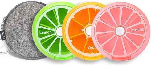 4PCS INVODA Pill Cases - Weekly Pill Organizer 7 Day Pill Box with 1Pcs Felt Storage Pouch