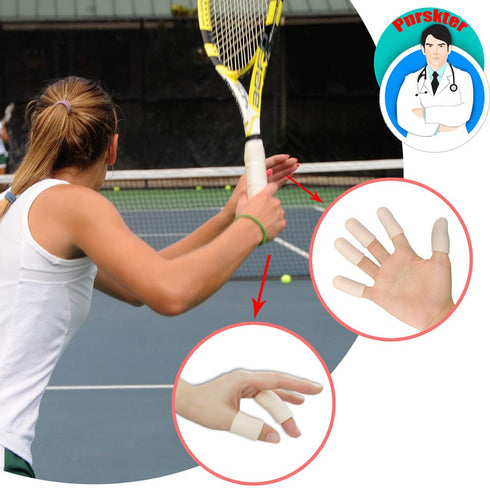 Gel Finger Cots, 14 PCS Finger Protector Support for Trigger Finger, Hand Eczema, and Arthritis (Beige, Short)