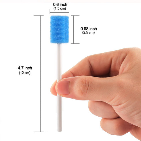 Disposable Oral Swabs, Sterile Dental Sponge Swabsticks, Unflavored for Mouth & Gum Cleaning, 100 Count.
