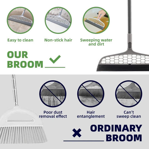 PLLITH 4 1 Upgraded Magic Broom, in Sweeper Pet Hair Remover with a Mini Squeegee, Easily Cleans The Floor Surface