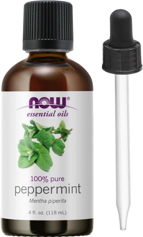 NOW Foods Essential Oil, Peppermint, 4 Fluid Ounce with Glass Dropper