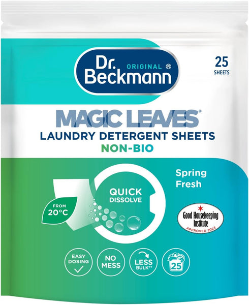 Dr. Beckmann MAGIC LEAVES Laundry Detergent Sheets, NON-BIO, 25 Sheets