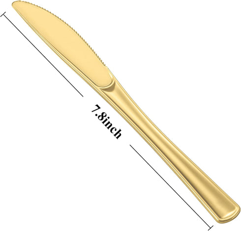 N9R 72 Pack Gold plastic Knives, Solid, Durable and Heavy Duty Plastic Knives, Perfect Utensils for Parties, Weddings and other Formal Events by N9R