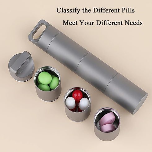 Small Keychain Pill Holder, 304 Stainless Steel Portable Organizer for Travel, Waterproof Pill Container, Mini