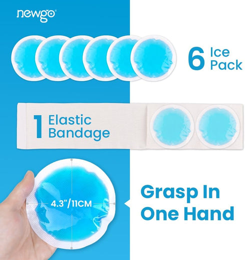 NEWGO Small Ice Packs for Injuries, 6 Pack Round Ice Packs for Face, Hot and Cold Gel Compress for Pain Relief