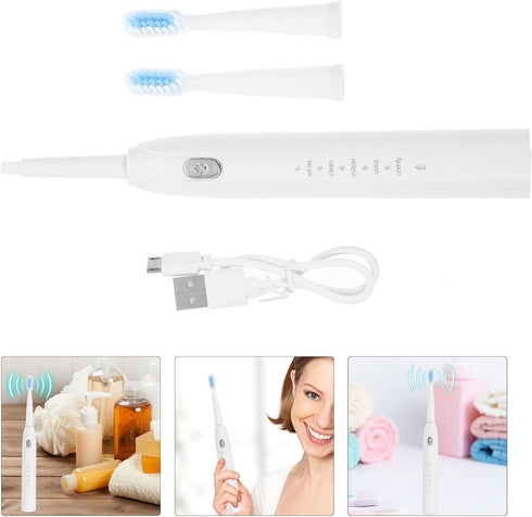 ZUNOXAZ Electric Toothbrush USB Charging Waterproof Five-Speed Vibration Soft Bristle Built-in Battery White