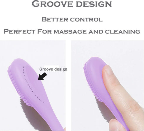 Silicone Facial Mask Applicator & Scrubber - Double-Head Lotion Spatula for Makeup, Cream, and Mud Masks (Purple+Gray)