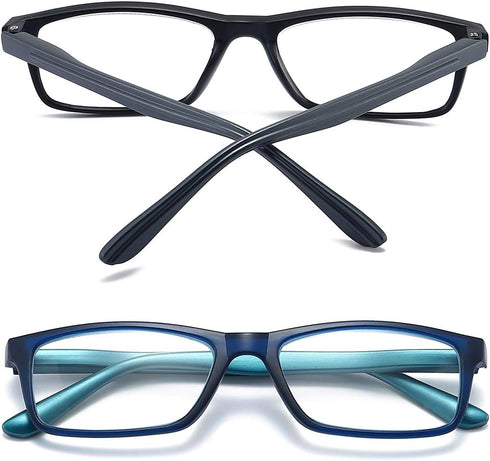 Reading Glasses, Blue Light Blocking for Men Women, Rectangular Frame Computer Readers with Spring Hinge
