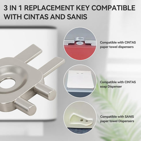 Zayin 3-in-1 Zinc Alloy Dispenser Key Replacement Compatible with Cintas and Sanis Paper Towel, Toilet Paper Towel