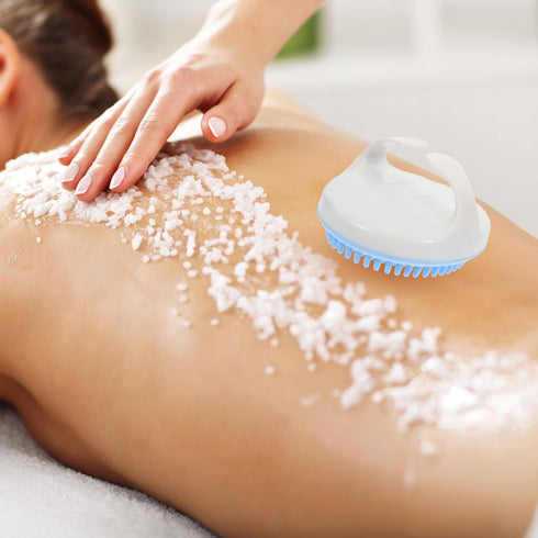 Unomor Gua Sha Meridian Massage Brush for Back and Neck, Muscle Massage Tool with Blue Handle, Multi-Function Scraping