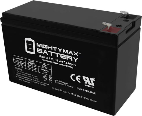 Mighty Max ML7-12 Battery - 12V 7.2AH Replacement UPS for APC Back-UPS 550 BE550G