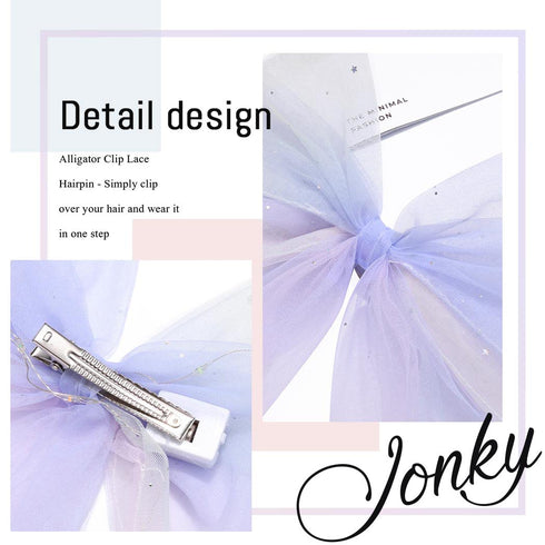 Light Up Bow Hair Clips - LED Tulle Barrettes for Women and Girls, Party Hair Accessories
