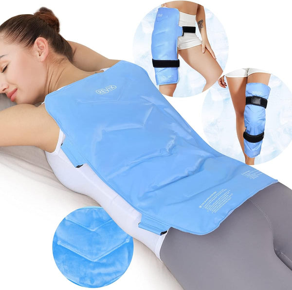 REVIX Full Back Ice Pack for Injuries - Reusable Large Gel Ice Wrap for Back Pain Relief, XXL