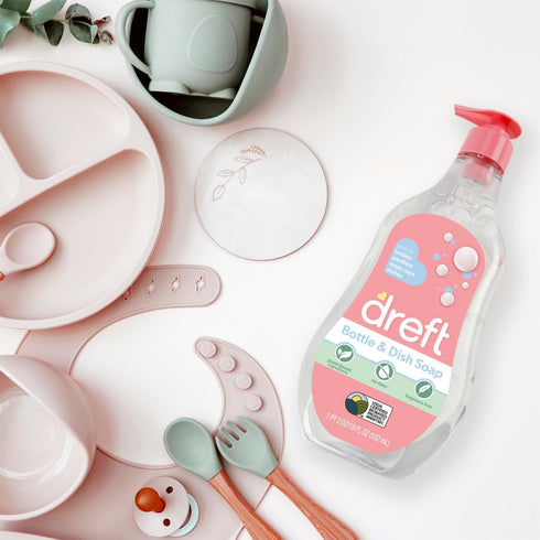 Dreft Baby, Bottle and Dish Soap, Plant Based, Fragrance Free, Travel Size, 24 Fl Oz (Pack of 2)