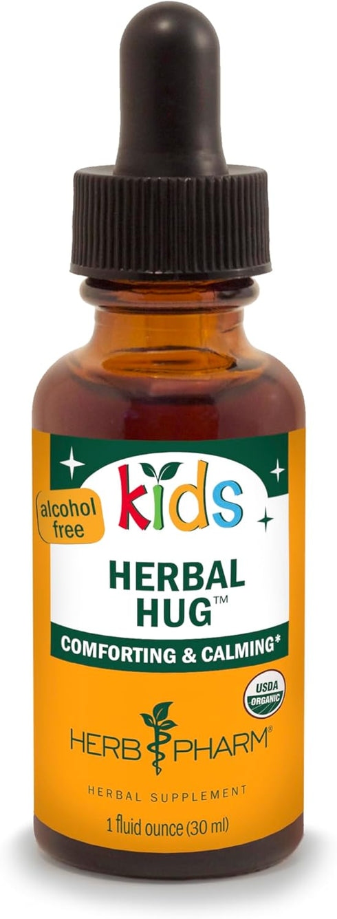 Herb Pharm Certified Organic Alcohol-Free Kids Herbal Hug Liquid Glycerite Formula, 1 Oz for Children's Health