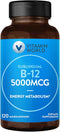 Vitamin World Vitamin B-12 5000 mcg Sublingual 120 Microlozenges, Supports Energy Metabolism