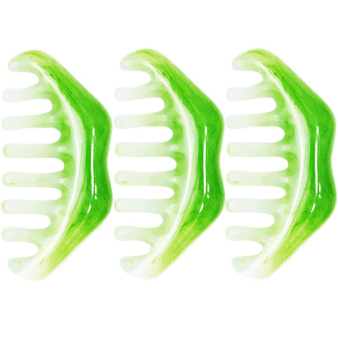 SHEHARUHI 3 PCS Jade Combs Massage Stone Head Scalp Neck Shoulder Massager Meridians