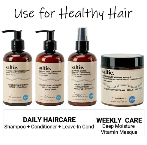 Saltie Deep Moisture Vitamin Masque, 8.5 fl oz - Marine Botanicals & Organic Coconut Oil for Anti-Frizz Repair