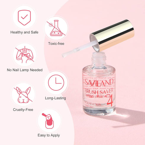 SAVILAND 15ml Dip Powder Liquid Set, 10 Pcs Base/Top Coat, Activator Brush Saver Nail Set Gift for Daughters