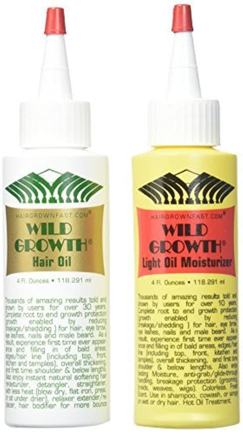 Wild Growth Set, Hair Oil 4 oz + Light Oil Moisturizer 4 oz