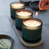 Roland Pine Two-Wick Forest Green Ribbed Glass Candle