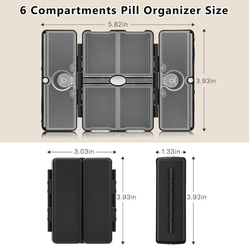Lables,6 FYY Travel Pill Organizer with Blank Compartments Magnetic Pill Organizer Pill Box for Purse Pocket to Hold