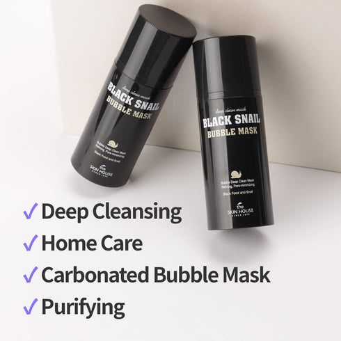 The Skin House Black Snail Bubble Mask 3.4 fl. oz., Deep Cleanses Pores and Blackheads, Korean Skin Care