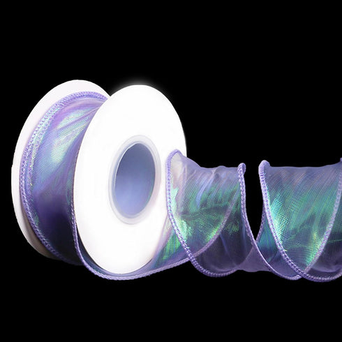 2 Rolls Laser Purple Organza Ribbon, 1-1/2 Inch Wide, 10 Yards for Gift Wrap, Bow, DIY Craft & Wedding Parties