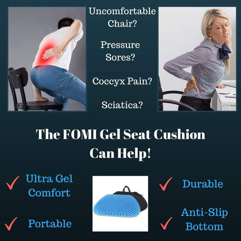 (1.25x15x16.8 Inch (Pack 1)) FOMI Premium All Gel Orthopedic Seat Cushion Pad for Car, Office Chair, Wheelchair