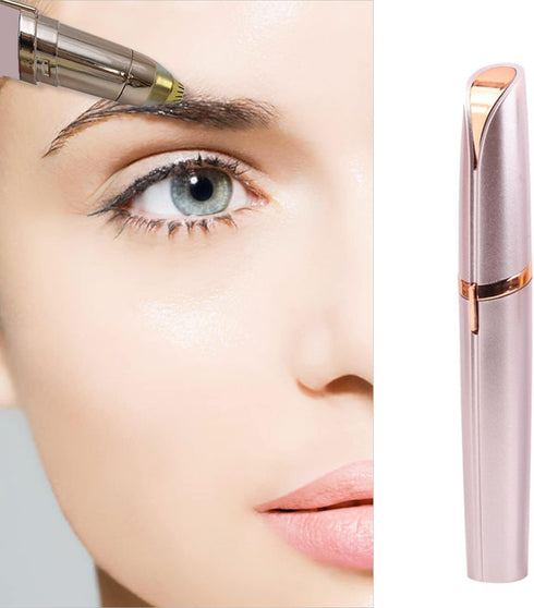 USB Rechargeable Portable Electric Eyebrow Trimmer Pen, Painless Precision Eyebrow Hair Remover, Rose Gold