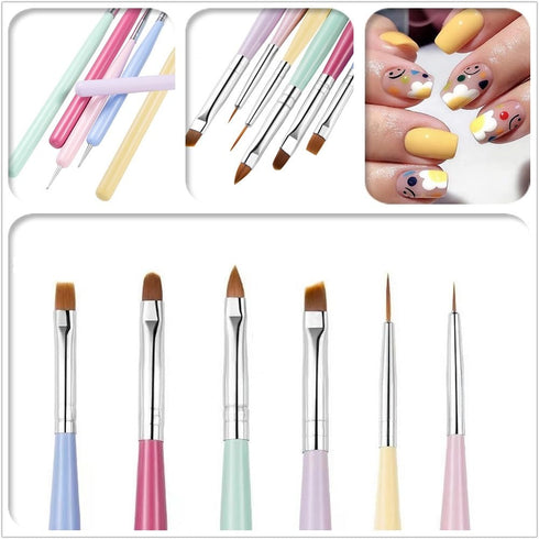 6 PCS Nail Art Brushes Set, Nail Painting Brushes, Nail Art Liner Brushes and Dotting Pens