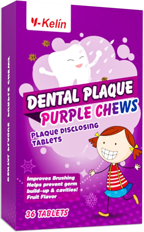 Dental Plaque Disclosing Tablets for Kids & Adults - Shows Plaque by Changing Color, 36 Count