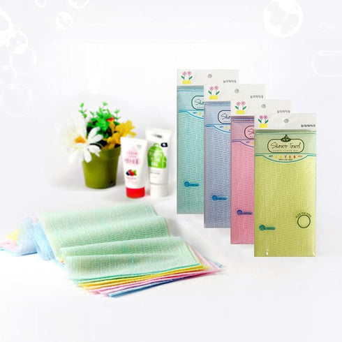 Premium Exfoliating Washcloth Towel, 2 Color Mint Pink, Korean Loofah Bath Sponge for Shower by NOPIGO