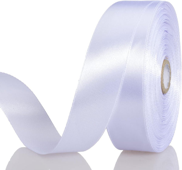 YASEO White Solid Satin Ribbon, 1 Inch x 50 Yards, Craft Fabric Ribbon for Gift Wrapping, Wedding Party Decoration
