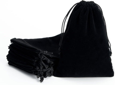 Tendwarm 20 Pcs Black Velvet Bags - 5.9x7.8 Inches Drawstring Candy Jewelry Pouch Bags for Favors