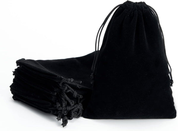 Tendwarm 20 Pcs Black Velvet Bags - 5.9x7.8 Inches Drawstring Candy Jewelry Pouch Bags for Favors