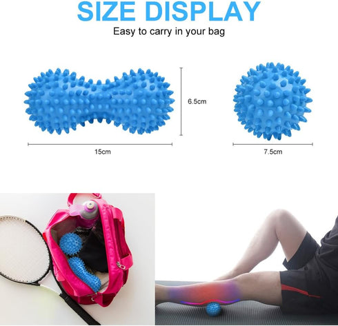 URAQT Set, 2 Pack Spiky Massage Ball Physical Therapy Massage Balls, Hard Lacrosse Ball & Spiky Massage Ball