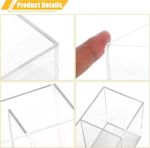Cerpourt Clear Makeup Brush Organizer, Acrylic Storage Holder with 4 Slots for Desk Accessories