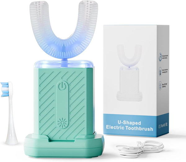 WILDWELLO U-Shaped Electric Toothbrush, 48,000 VPM, 4 Modes, 60-Second Clean, Magnetic Contact Charging