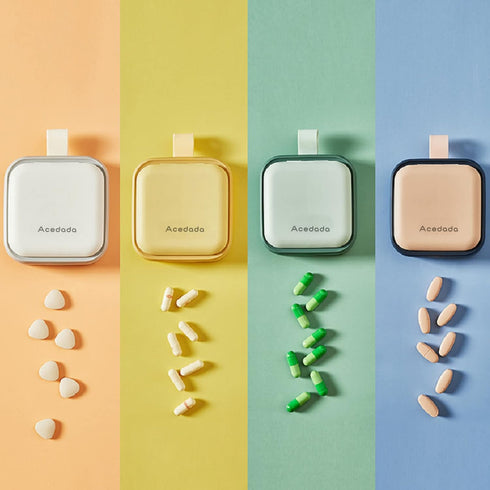 Small Pill Case, Cute Pill Box - Acedada Travel Daily Pill Organizer, Portable Pretty Pill Container for Purse Pocket