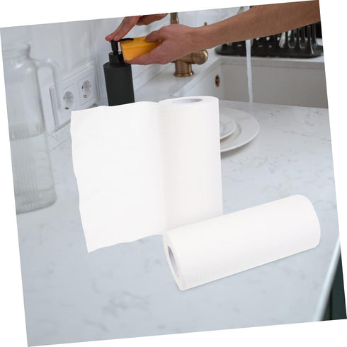 Healeved 3 Rolls Kitchen Cleaning Paper Towels - Non-Woven White Dish Cloths, Fiber Dishwashing Cleaning Pads