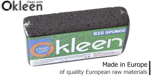 Big Sponge. Made in Europe. 3 Pack, Black. 8.9x4.3x2.4 Inch Extra Large Odorless Commercial Sponge for All Purpose Cleaning by Okleen
