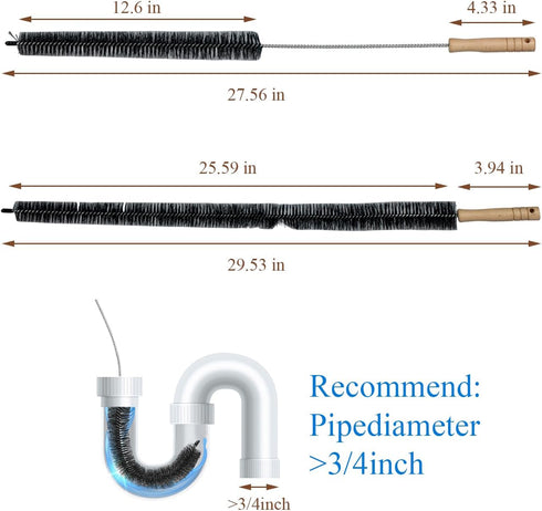 ZHJISHGUO 2 Pack (2, 1 Short+1 Dryer Vent Cleaner Kit - Long Flexible Lint Brush for Dryer Vents, Refrigerator Coils