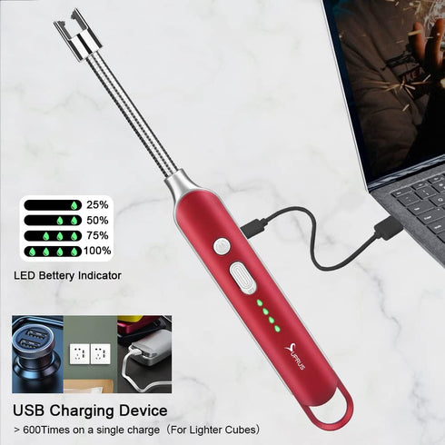 SUPRUS Electric Rechargeable Arc Lighter, Long Flexible Neck USB Lighter with LED Battery Display for Candle Cooking