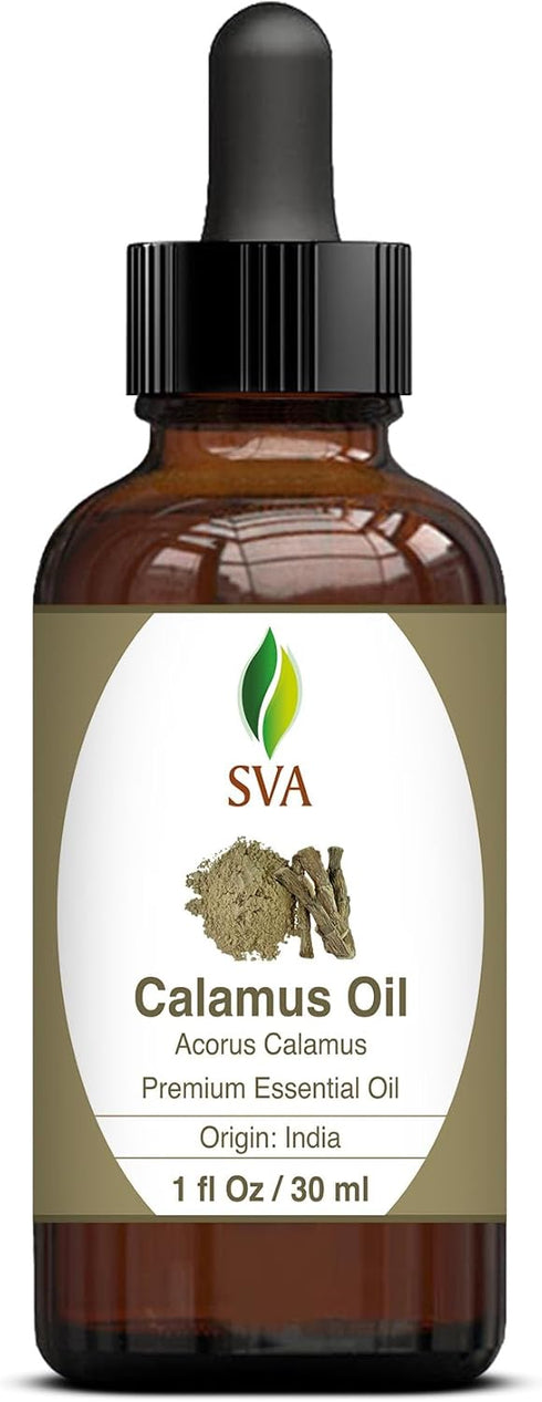 SVA 1 Fl Oz Calamus Essential Oil - 100% Natural for Diffuser, Hair Care, Skin Care, Aromatherapy, with Dropper