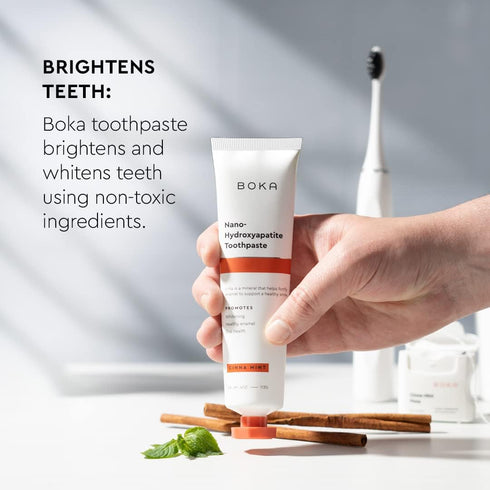 Boka Fluoride Free Toothpaste - Nano Hydroxyapatite, Sensitive Teeth, Whitening - Cinnamon Mint Flavor, 4 Fl Oz 1Pk