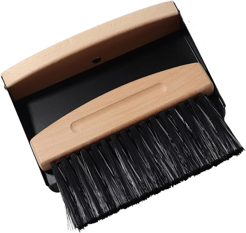 Mini Broom and Dustpan Set, Small Metal Dustpan and Brush for Home Office, Desktop, Pet Care, Black