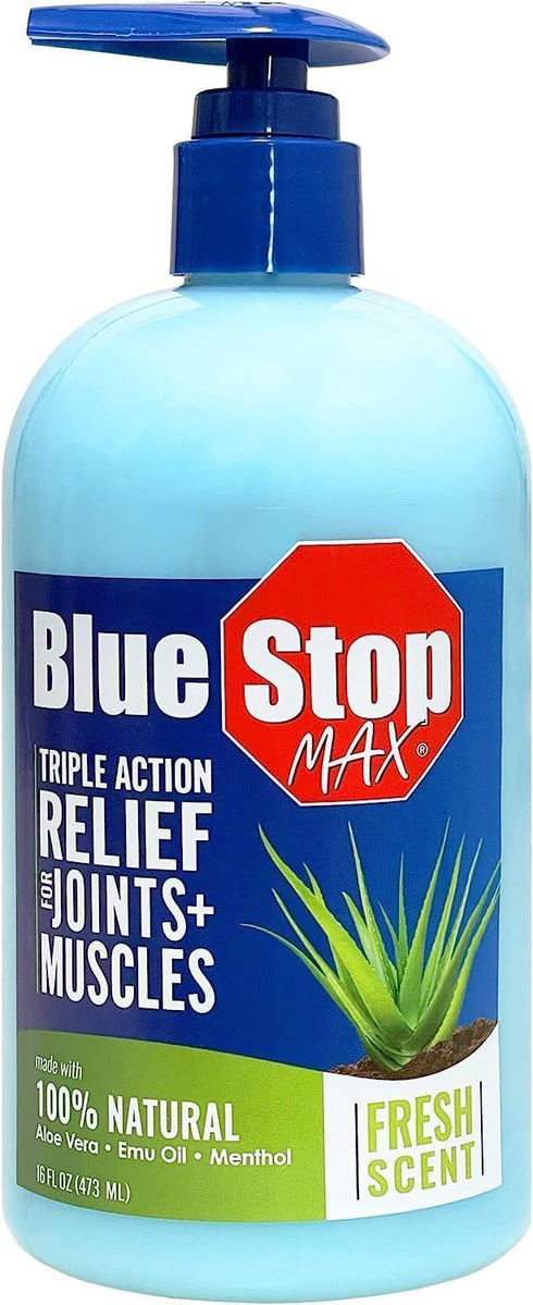 Blue Stop Max Muscle & Joint Relief Gel - Fast-Acting Cream for Sore Muscle, Back & Neck - 16 Oz Pump Bottle