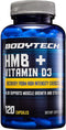 BODYTECH HMB + Vitamin D3, 120 Vegetable Capsules, Supports Muscle Growth and Strength