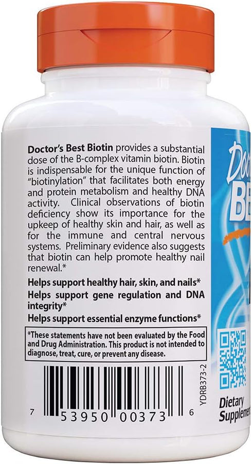Doctor's Best Biotin to Support Hair, Skin, Nails | 120 Count